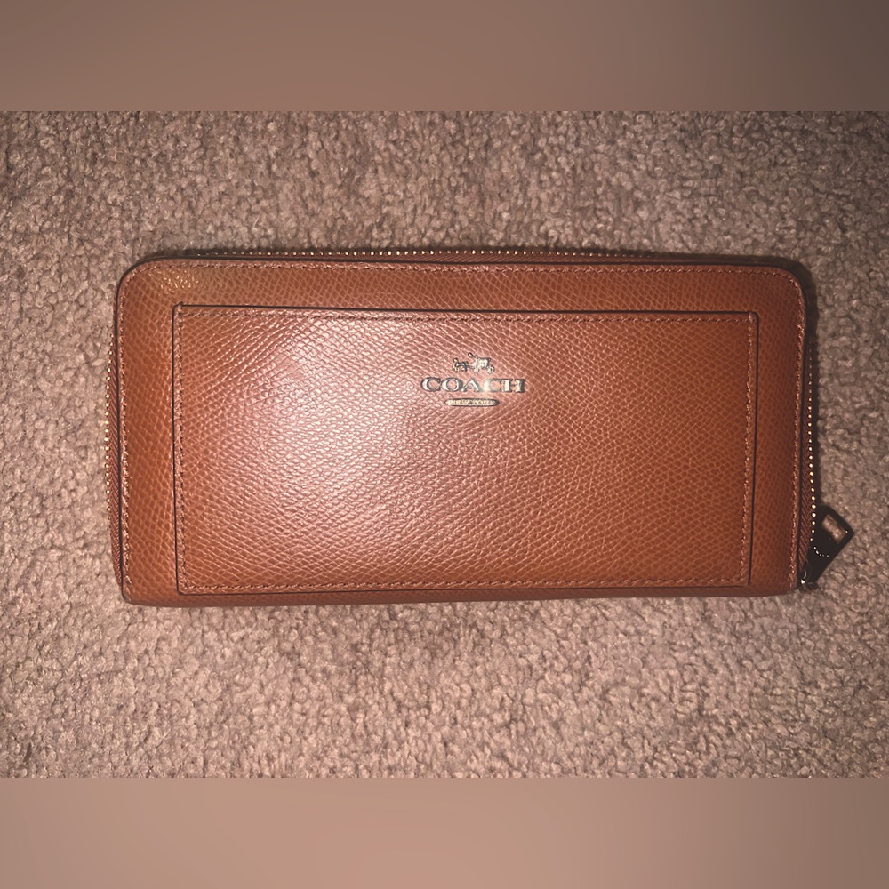 Long zip around coach leather wallet
